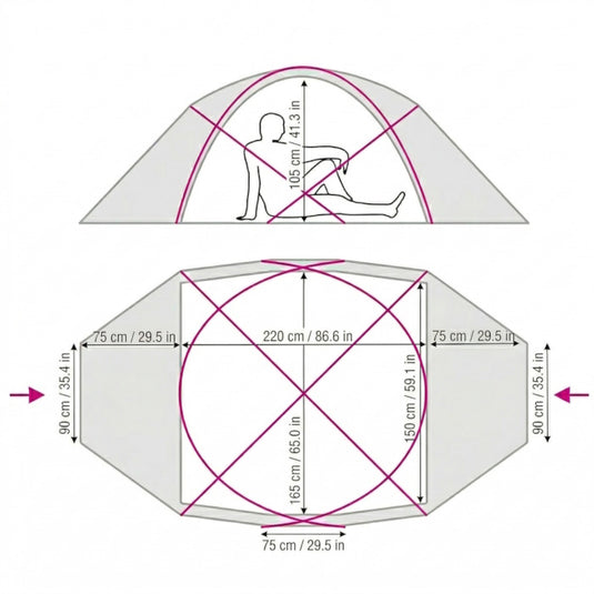 Technical Size Chart and Dimensions for TopRock 2 Expedition Mountaineering Tent