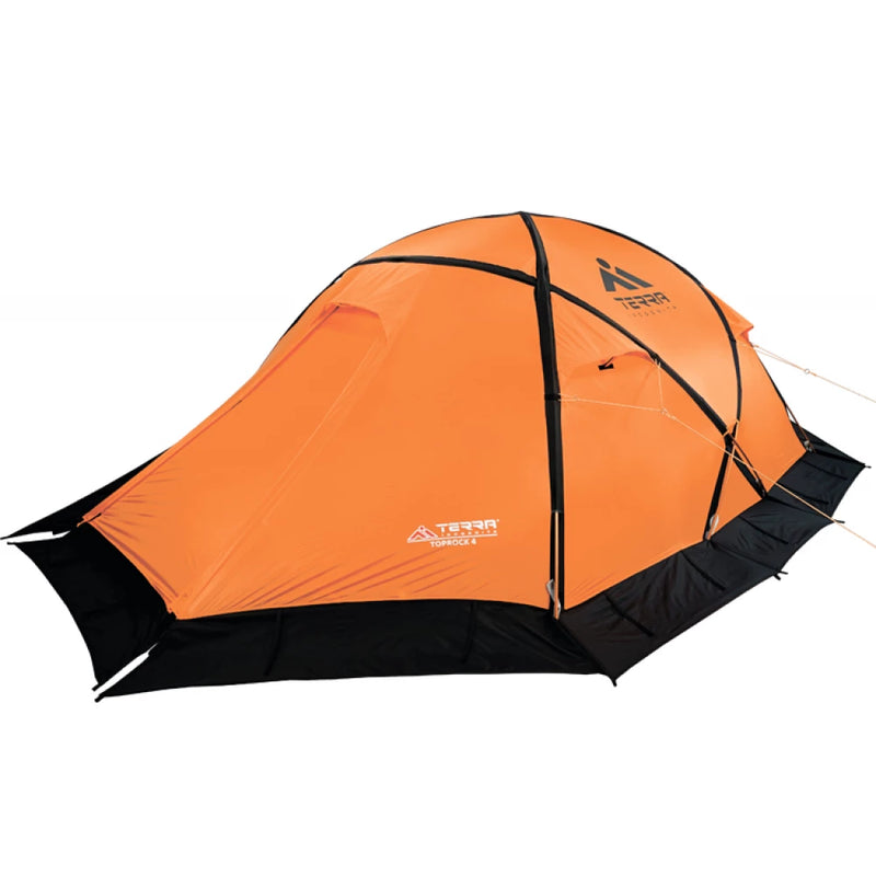 Load image into Gallery viewer, TopRock 4-person 4-season tent in Orange with expansive gear vestibule
