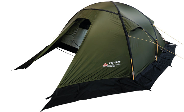 Load image into Gallery viewer, TopRock 4 All-Season Four-Person Expedition Tent with Snow Skirt and Silicone-Coated RipStop - Four-Pole Design for Extreme Weather
