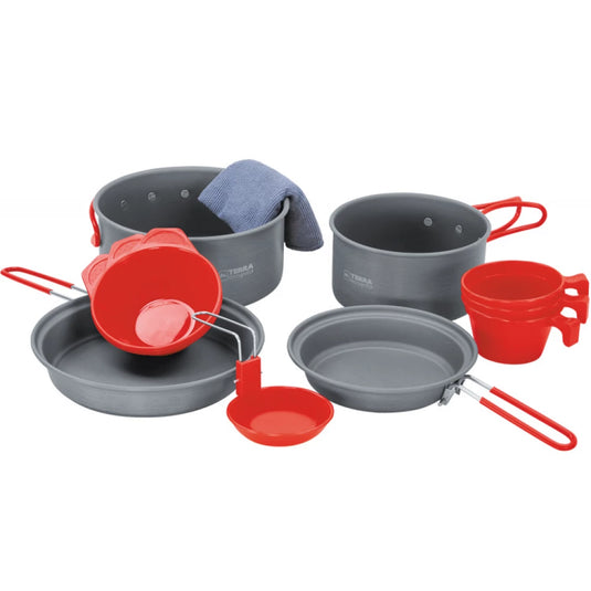 Camping Cookware Set 3-Person Pots Pan Bowls Cups Ladle | Tri
