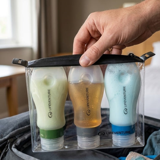 Travel Bottles Silicone Set 3x89ml TSA Carry-On Flight Case | Lifeventure