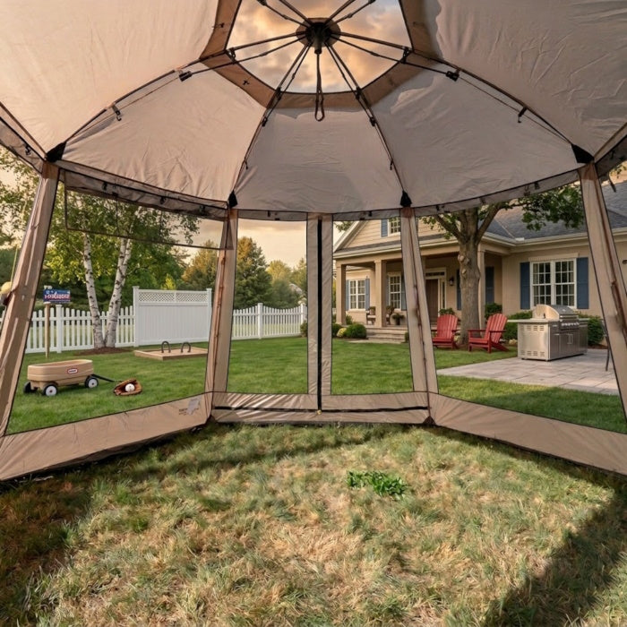 Load image into Gallery viewer, Terra Incognita Picnic gazebo tent with extended front awning and clear window
