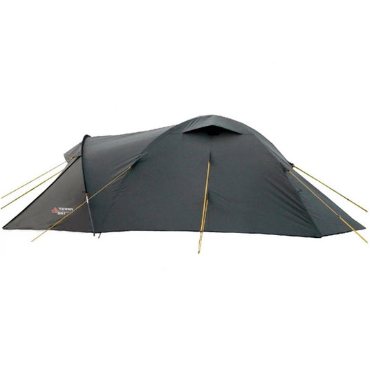 Zeta 3-person camouflage tent with large gear vestibule and 2 doors
