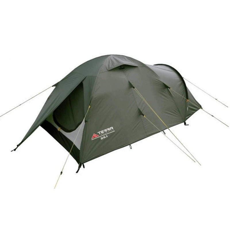 Load image into Gallery viewer, Zeta 3-person 3-season tent in Sand color, full setup view

