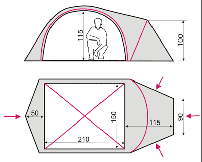 Zeta 2 Three-Season Two-Person Tent with Extended Vestibule and Dual Entrances - Practical Design for Camping and Backpacking